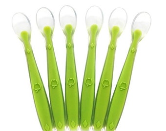 TWO FAWNS Baby Spoons - Silicone Baby Spoon - BPA Free - Soft Tender Gums Teething - Lead Free - 6 Pack