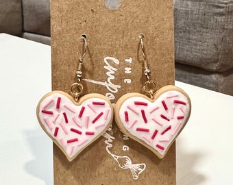Frosted Sugar Cookie Heart Earrings | Gifts For Bakers | Valentine's Day Jewelry