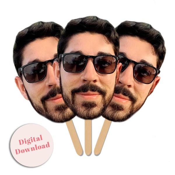 Gesicht auf Einem Stick Digitale Datei Photobooth Props Big Head Cutouts Junggesellinnenabschied Geburtstag Bräutigam Gesicht Fan Lustiges Gag Geschenk Gastgeschenk