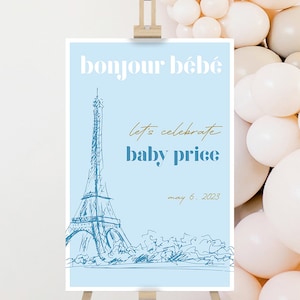 Cartello di benvenuto per baby shower Bonjour Bebe - download digitale