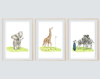 Golfing safari animals - nursery prints *DIGITAL DOWNLOAD*