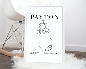 Newborn Baby Line Art for Nursery Digital Download