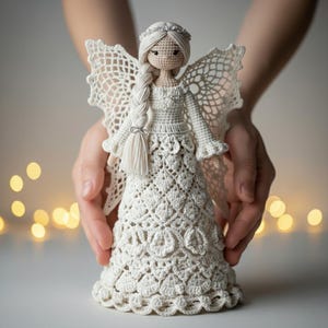 Angel Ornament Crochet Pattern PDF, Standing Lace Angel Doll, Christmas Ornament Crochet, Amigurumi Angel, Handmade Holiday Decor
