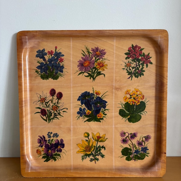 Vintage Swiss wooden tray