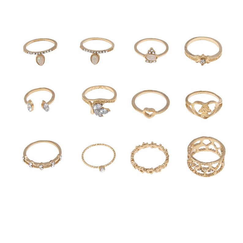 12 Piece Unique Rings Bohemian Knuckle Stacking Ring Set for Women Vintage Ring Set Retro Ring Set Boho Ring Set Stackable Ring Set Gift