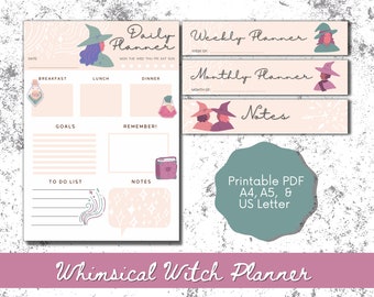 Whimsical Witch Planner Inserts // Daily, Weekly, Monthly Planner // Witch Planner // Printable PDF // Digital Download // A4, A5, US Letter