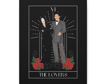 The Lovers Tarot Canvas Art Print // Wall Art // Gothic Wedding Gift // Horror