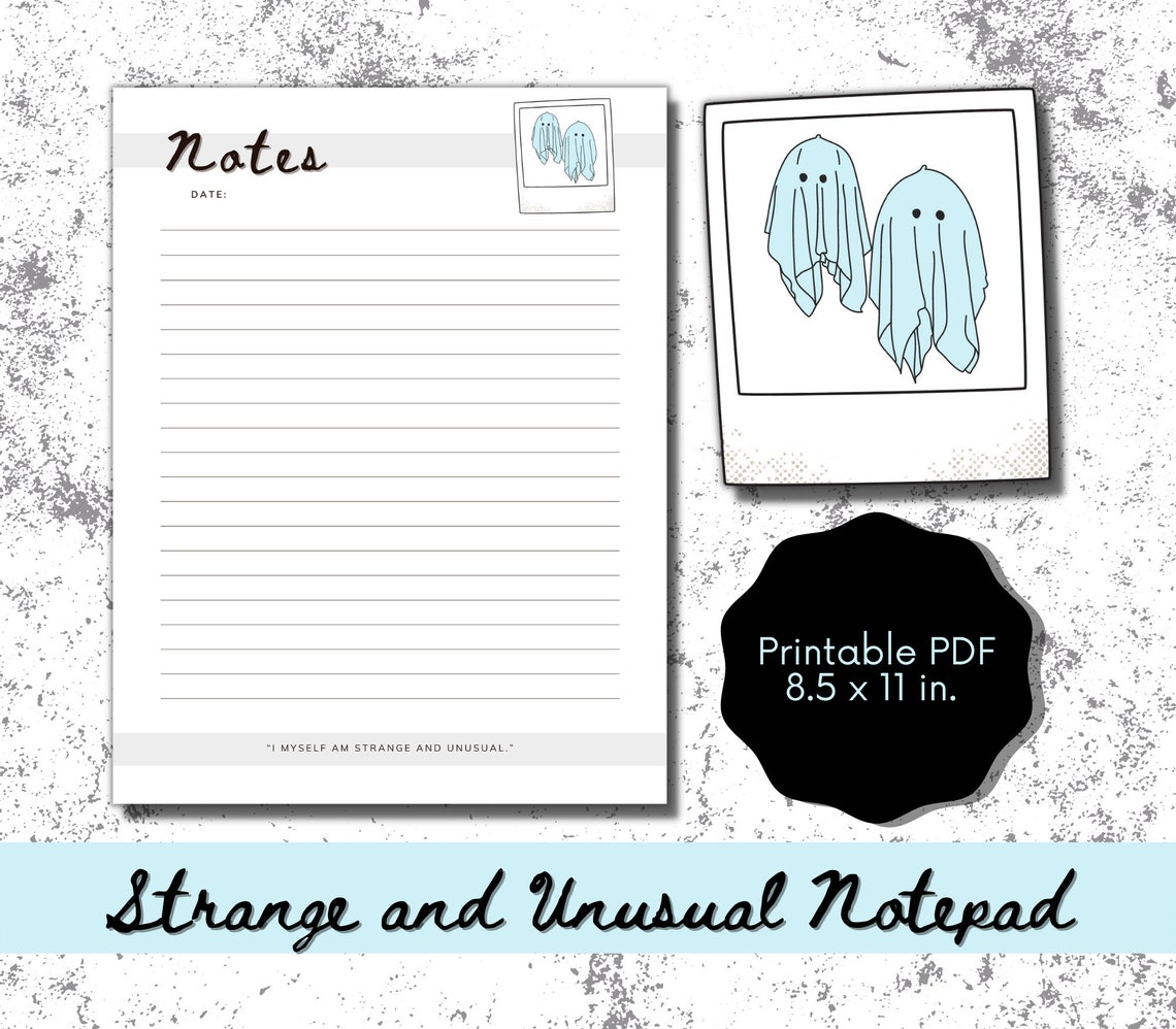 Notepad Random Things Strange and Unusual Notepads // Printable Notepad PDF // Digital ...