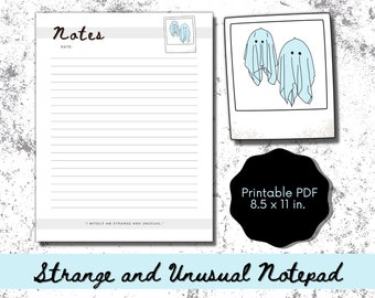 Strange and Unusual Notepads // Printable Notepad PDF // Digital Download // Notes // Notepads // Beetlejuice Notepads