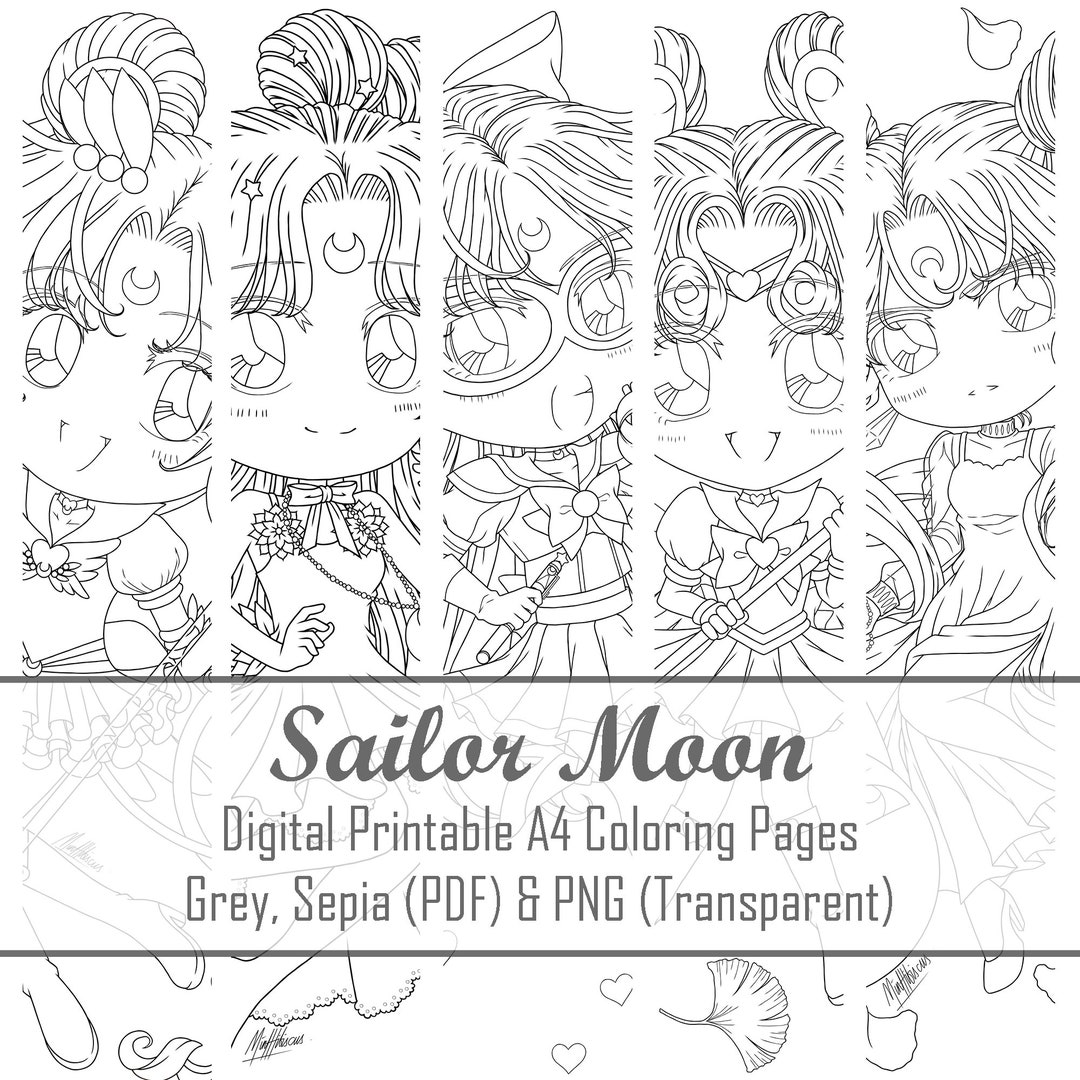 Sailor Moon Digital Printable Coloring Pages - Etsy