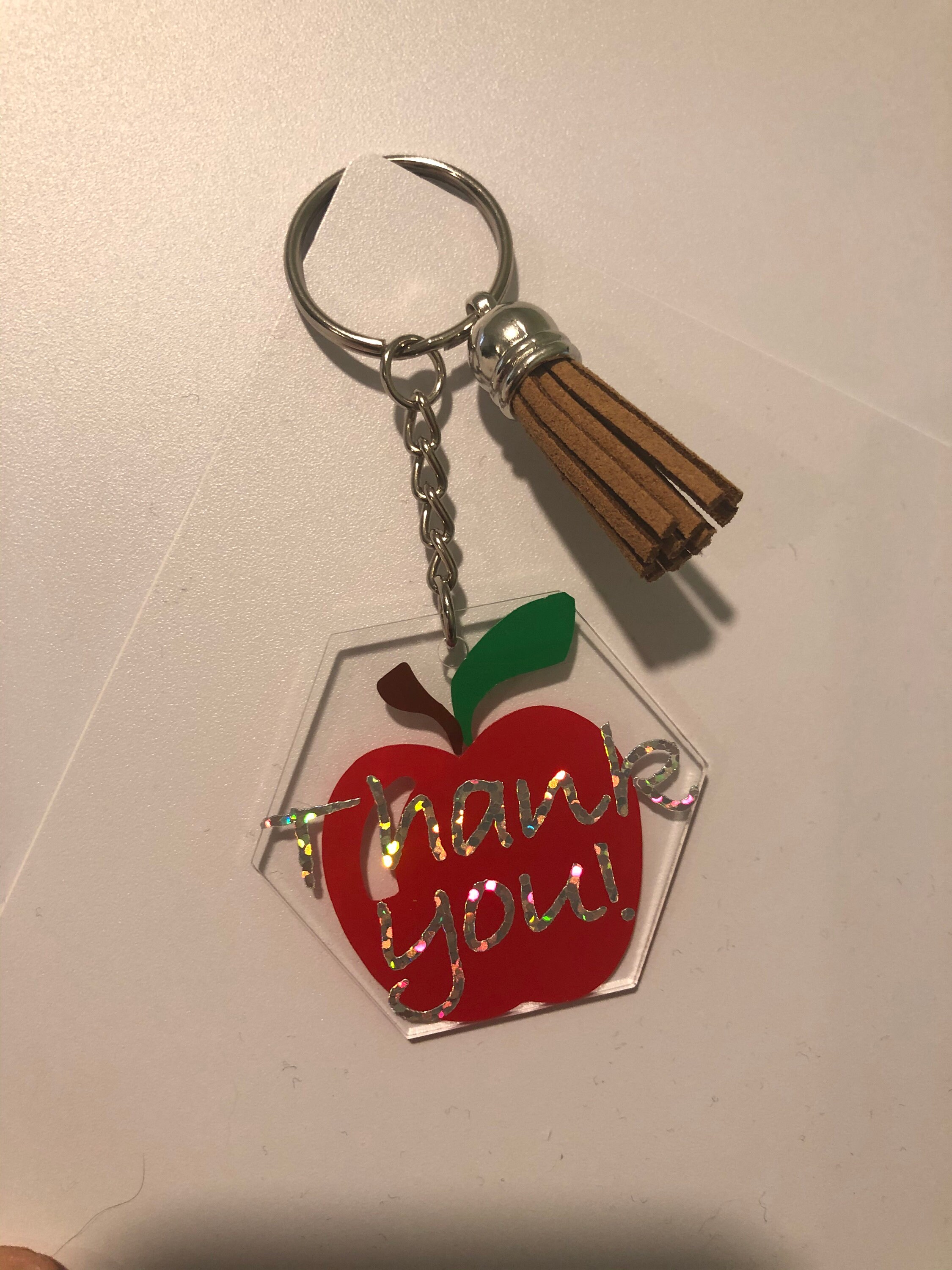 Teacher apple keyring with tassel Etsy