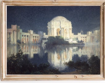 FREE SHIPPING - Vintage San Francisco Art Print - Palace Of Fine Arts In San Francisco Painting - 19th Century American Art