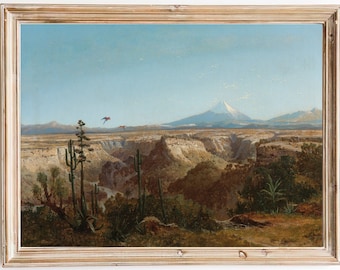 FREE SHIPPING - Chile Desert Vintage Art Print - South American Volcano Art - Chile Desert Landscape Painting