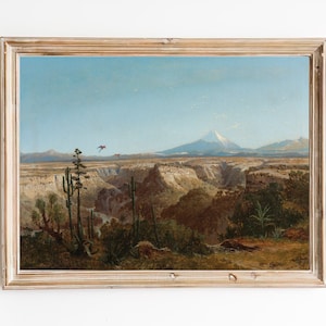 FREE SHIPPING - Chile Desert Vintage Art Print - South American Volcano Art - Chile Desert Landscape Painting