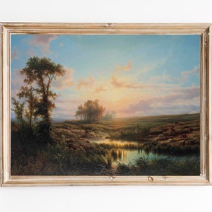 FREE SHIPPING - Beautiful Sunlight Landscape Painting -  Romantic  Landscape Painting - Realist Green Landscape Art Print