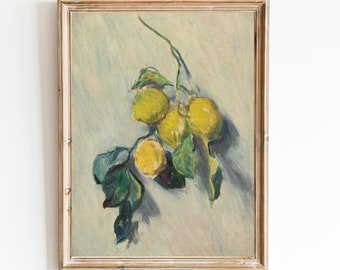 Vintage Lemons Still Life Art Print – Kitchen Fruit Painting