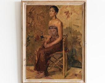 LIVRAISON GRATUITE - Portrait de femme indonésienne vintage - Impression d’art de fille javanaise - Peinture de portrait à l’huile de femme asiatique
