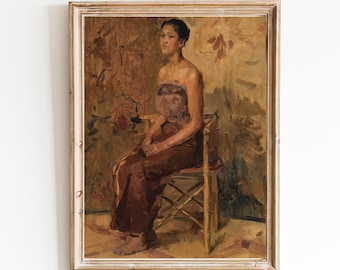 FREE SHIPPING - Vintage Indonesian Woman Portrait - Javanese Girl Art Print - Asian Woman Oil Portrait Painting