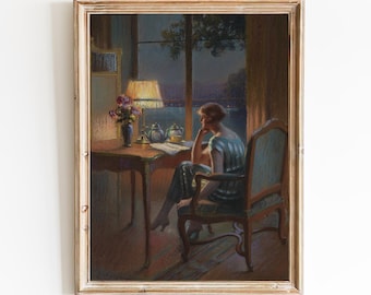 Woman Reading Art Print – 19th Century French Oil Painting