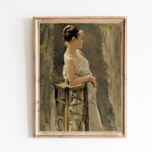 FREE SHIPPING - 19th Century Girl Model Portrait Art Print - Beautiful Young Woman Oil Portrait