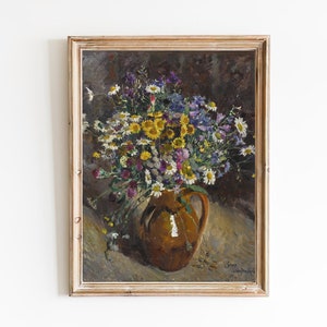 SPEDIZIONE GRATUITA - Vaso di fiori Vintage Pittura ad olio - Cucina Fiori Decorazioni murali - Fiori colorati Classic Still Life Painting