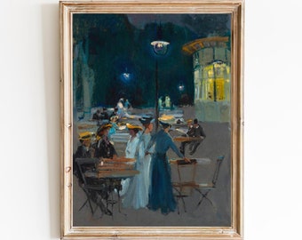 Vintage Paris Cafe Nacht Kunstdruck - 1890er Jahre Pariser Szene