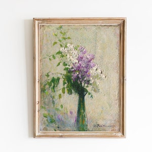 FREE SHIPPING - Purple And White Lily Flowers Art Print - Vintage Lilies Painting - 19th Century Russian Floral Art