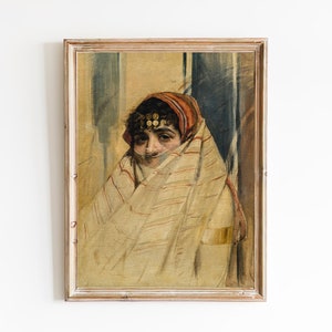 FREE SHIPPING / Islamic Woman Vintage Portrait  / Hijab Woman Wall Art -Vintage Arabic Woman Wall Art Print / Antique Female Portrait  Print