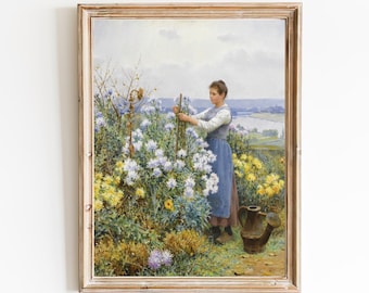 Chrysanthemums Art Print – Vintage Garden Painting (Restored)