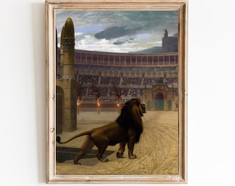 Löwe in Arena Vintage Kunstdruck – Antikes Rom Porträt