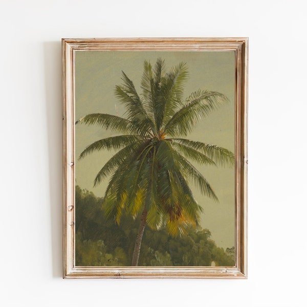 LIVRAISON GRATUITE - impression d’art de palmier vintage - Peinture à l’huile de palmier vert en Afrique - Art mural d’arbre vert du 19ème siècle