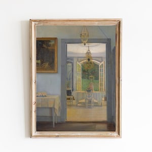 FREE SHIPPING - Sunlight Brighten Rustic Living Room Art Print - Vintage Stylish White Interior Painting - 19th Century House Art