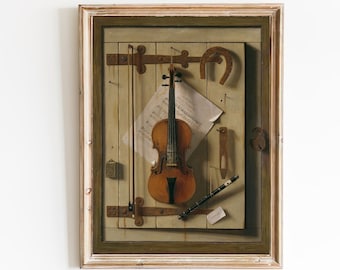 Vintage Violin Art Print – Musical Instrument Still Life