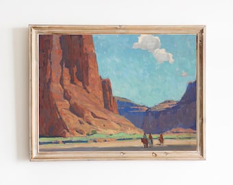 Grand Canyon Vintage Art Print – Edgar Alwyn Payne, Riders in Canyon