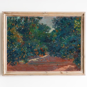Vintage Orange Tree Art Print – Restored Fruit Tree Painting