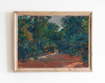 Vintage Orange Tree Art Print – Restored Fruit Tree Painting