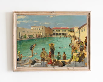 Impressão artística de piscina – Cena vintage de um dia de verão