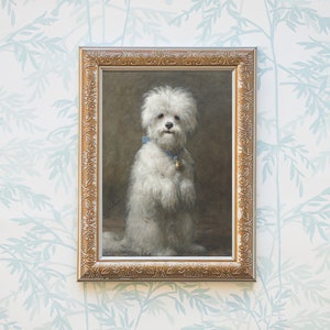 FREE SHIPPING Maltese Terrier Dog Oil Painting Cute Dog Standing Up Art Print Small White Dog Wall Art image 3