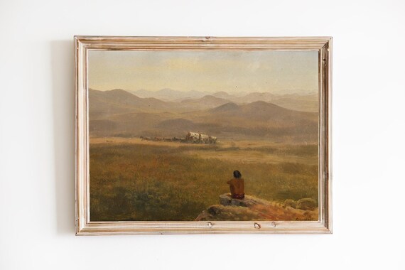 Native American Western Landscape Art Print - Restored Vintage Scenery