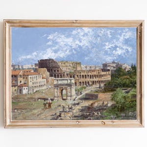 Vintage Rom Stadtbild Kunstdruck - Römisches Kolosseum Gemälde