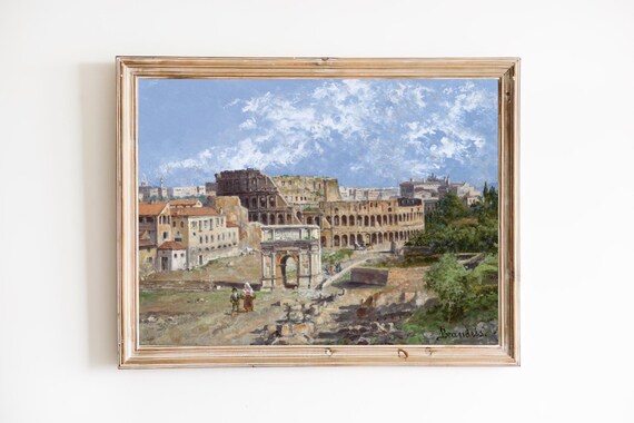 Vintage Colosseum Art Print – Rome Cityscape Painting