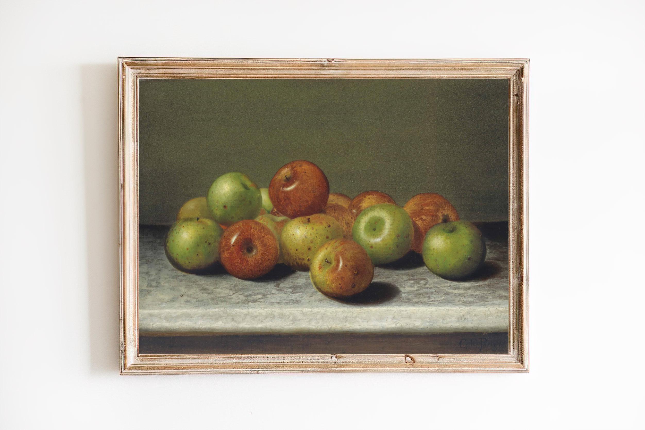 Vintage Apples Still Life Painting Print, Kitchen Wall Art - Etsy