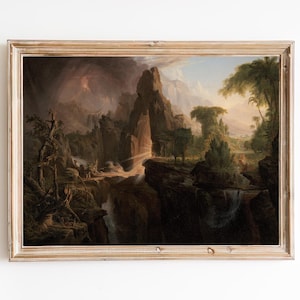 FREE SHIPPING - Banishment from the Garden of Eden Art - Vintage Historical Scenery Art - Fantasy Landscape Painting - Paradise Art Print