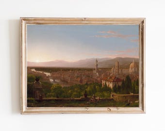 Florence Cityscape Art Print – Vintage Arno River Painting