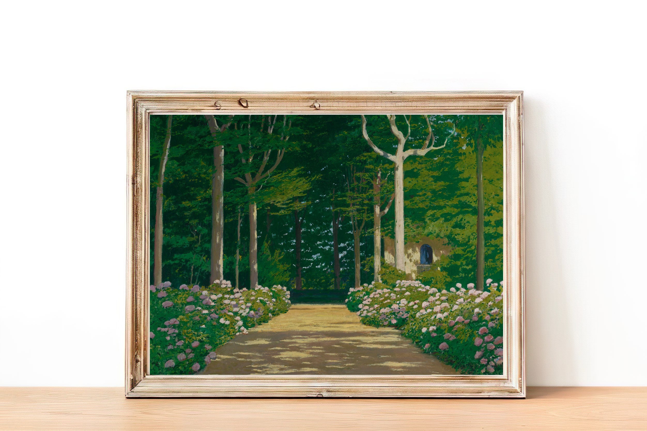 Vintage Flower Garden Painting Print – Spanish Green Garden Art - Etsy
