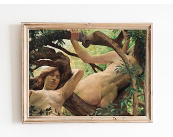 Nymphs in Trees Art Print – Vintage Greek Mythology Painting