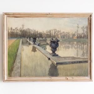 FREE SHIPPING - Fountain Outside Versailles Palace Vintage Painting - Classic French Painting - Paris Fountain Art Print
