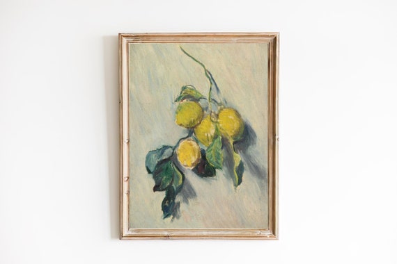 Vintage Lemons Still Life Art Print – Kitchen Fruit Painting
