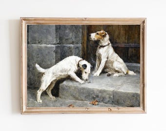 Lámina artística de perros Fox Terrier, pintura vintage