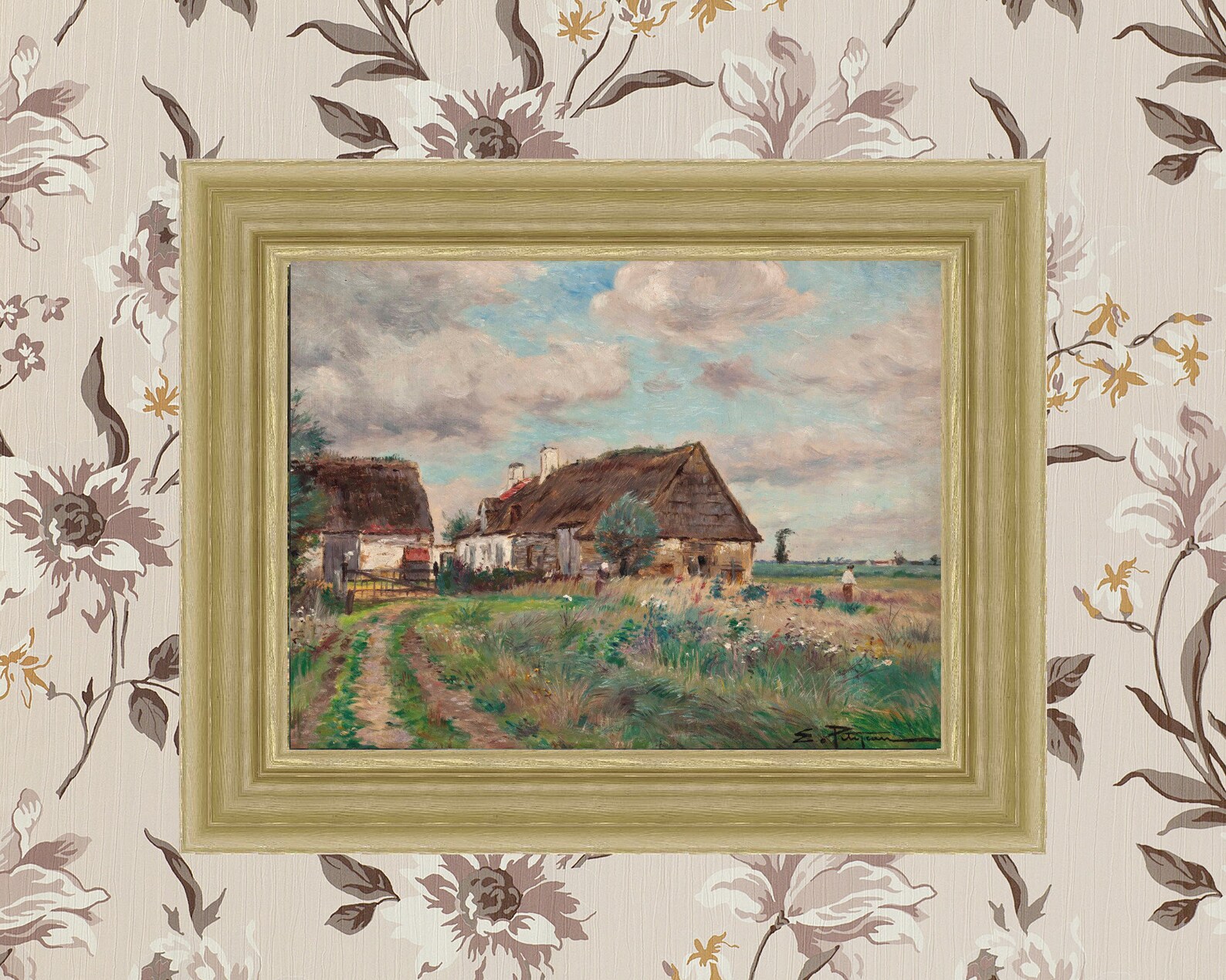 FREE SHIPPING Country Cottage French Landscape Painting | Etsy